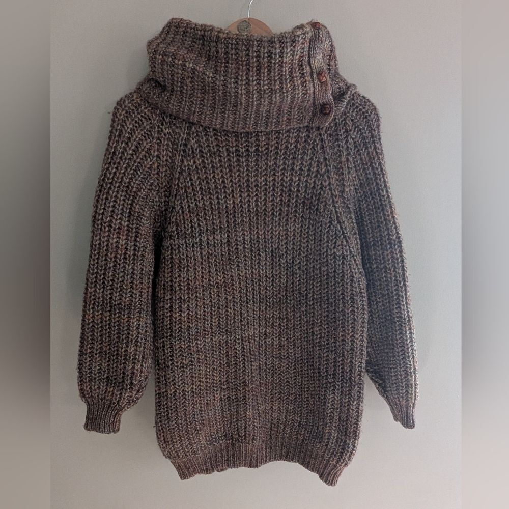 Ellen Tracy Vintage Brown Chunky Knit Wool Turtleneck Sweater Size M